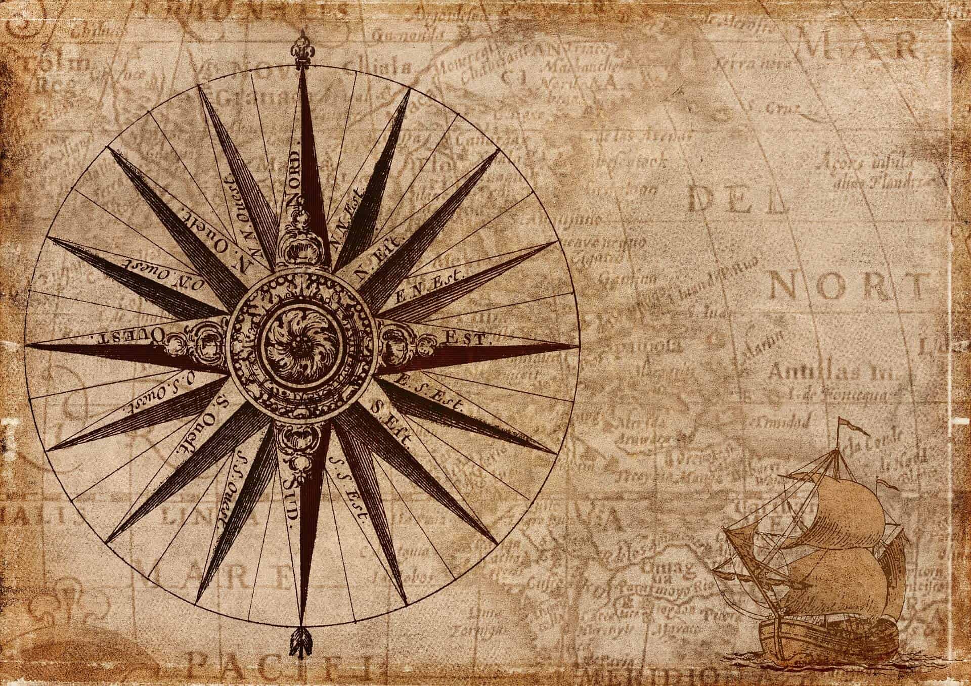 Compass and travel map
