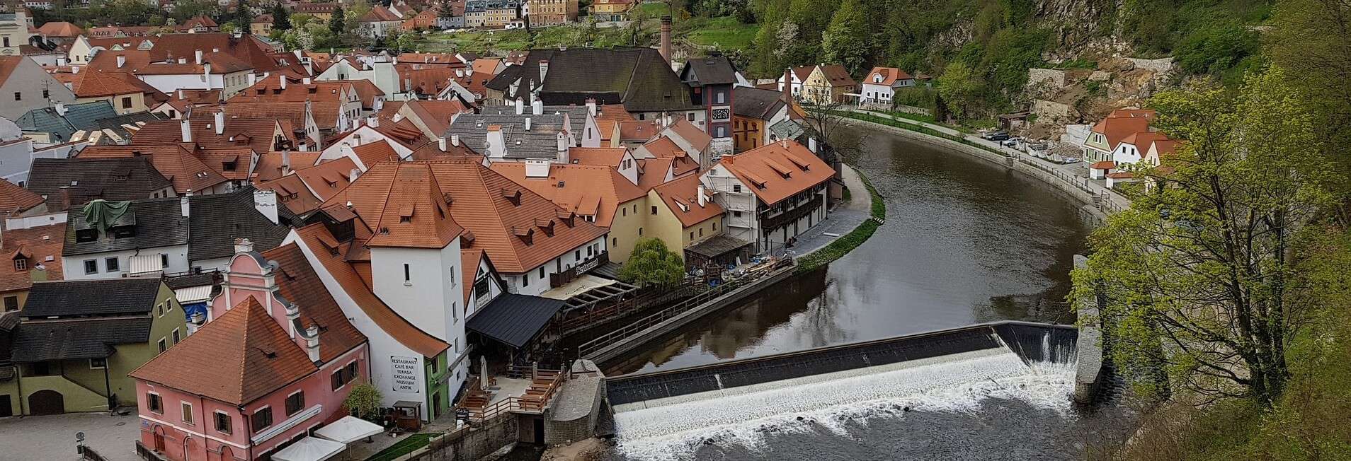 Panoramic view of Český Krumlov in South Bohemia