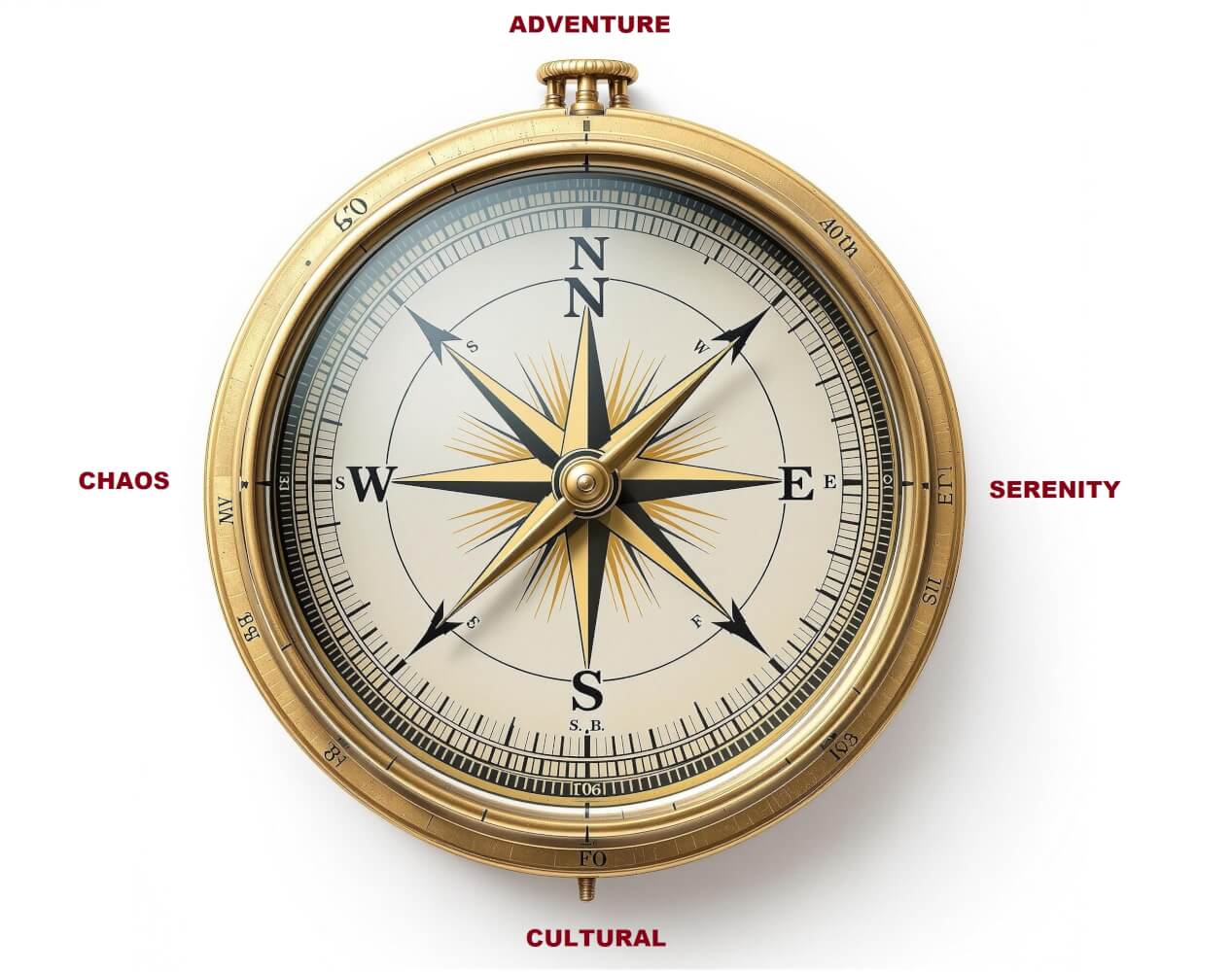 a COMPASS THAT SHOWS THE DIFFERENT POLES OF TRAVEL TEMPERAMENT