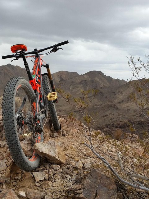 Mountain bike resting at the top of the summit