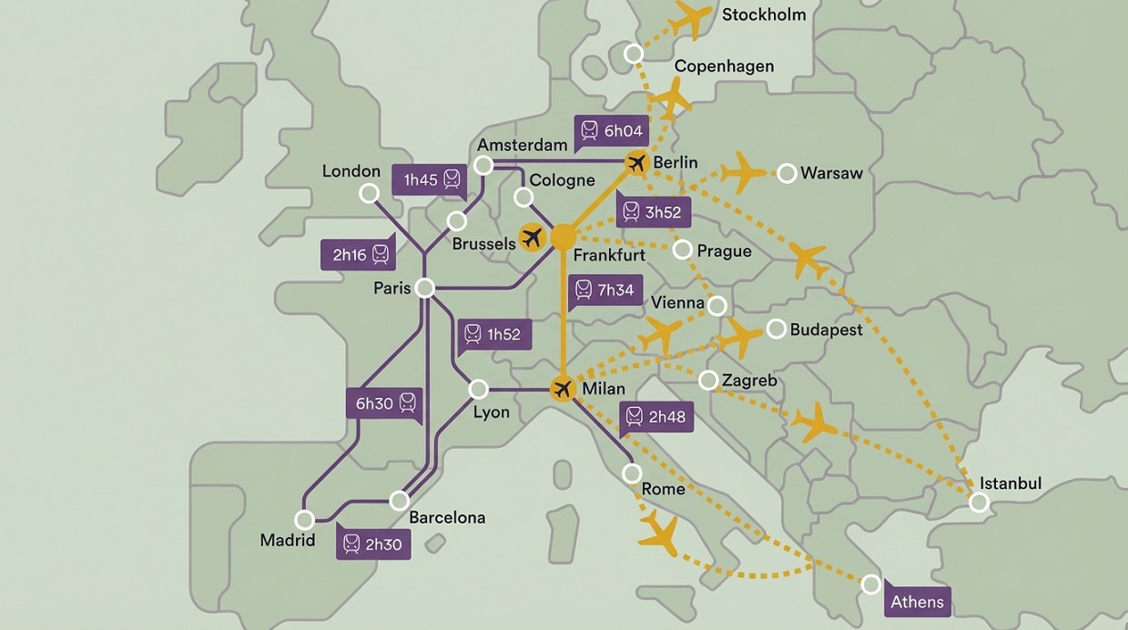 A visual overview of how travel in Europe typically works