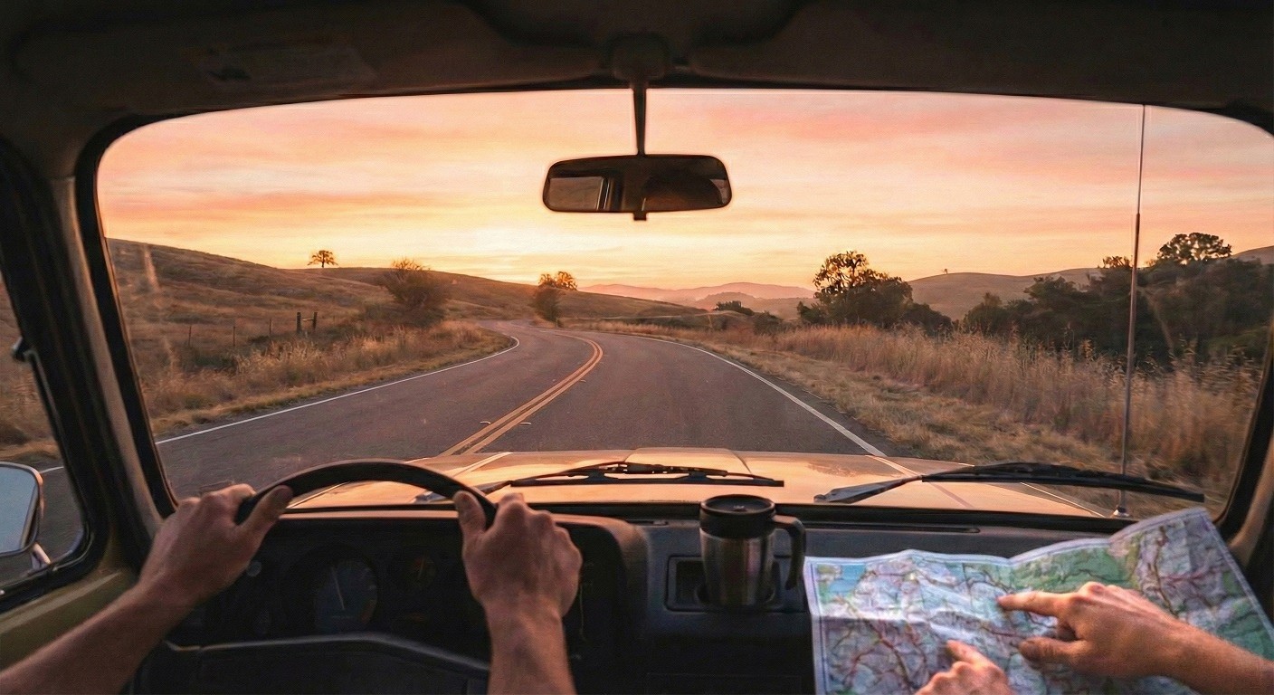 Road trip budget planning: fuel, sleep, and a calm drive/explore rhythm