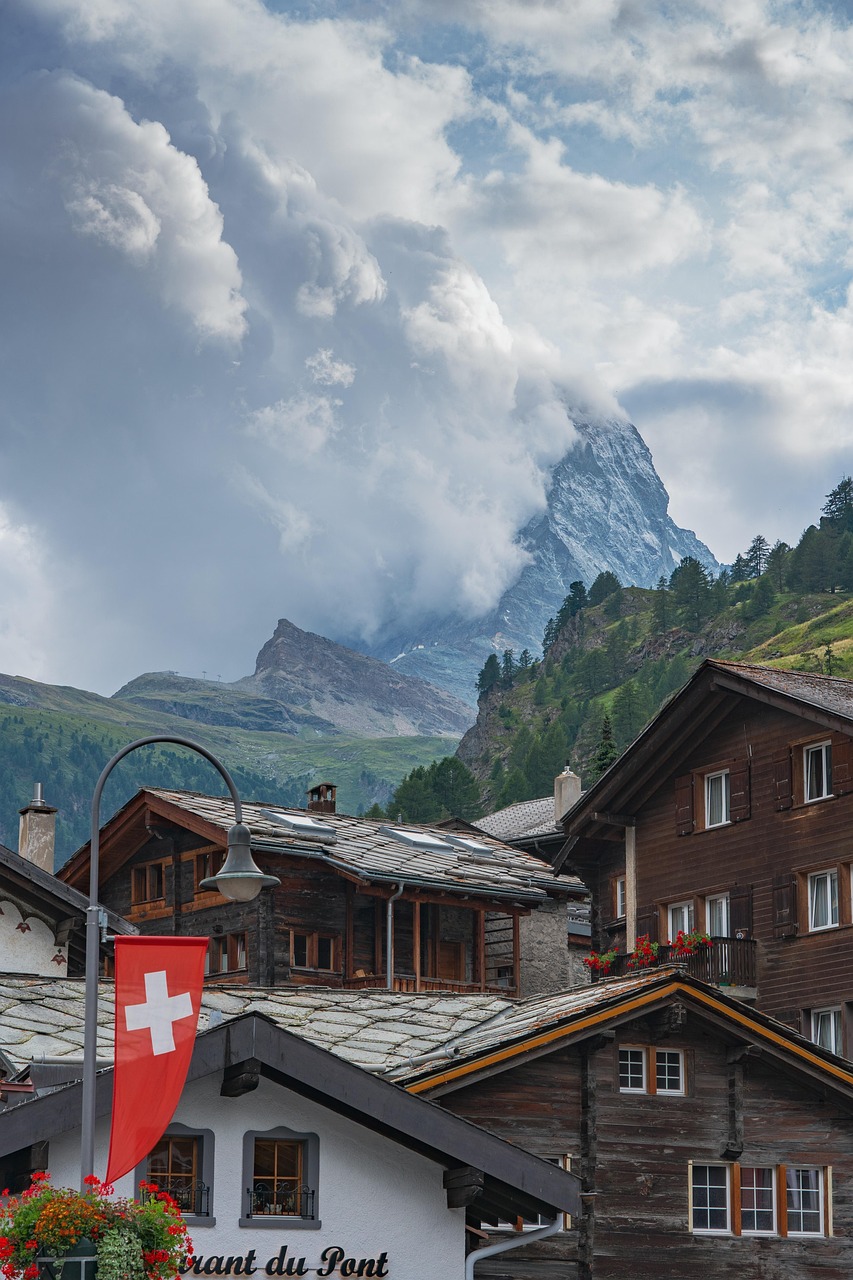Switzerland travel scene with mountain atmosphere
