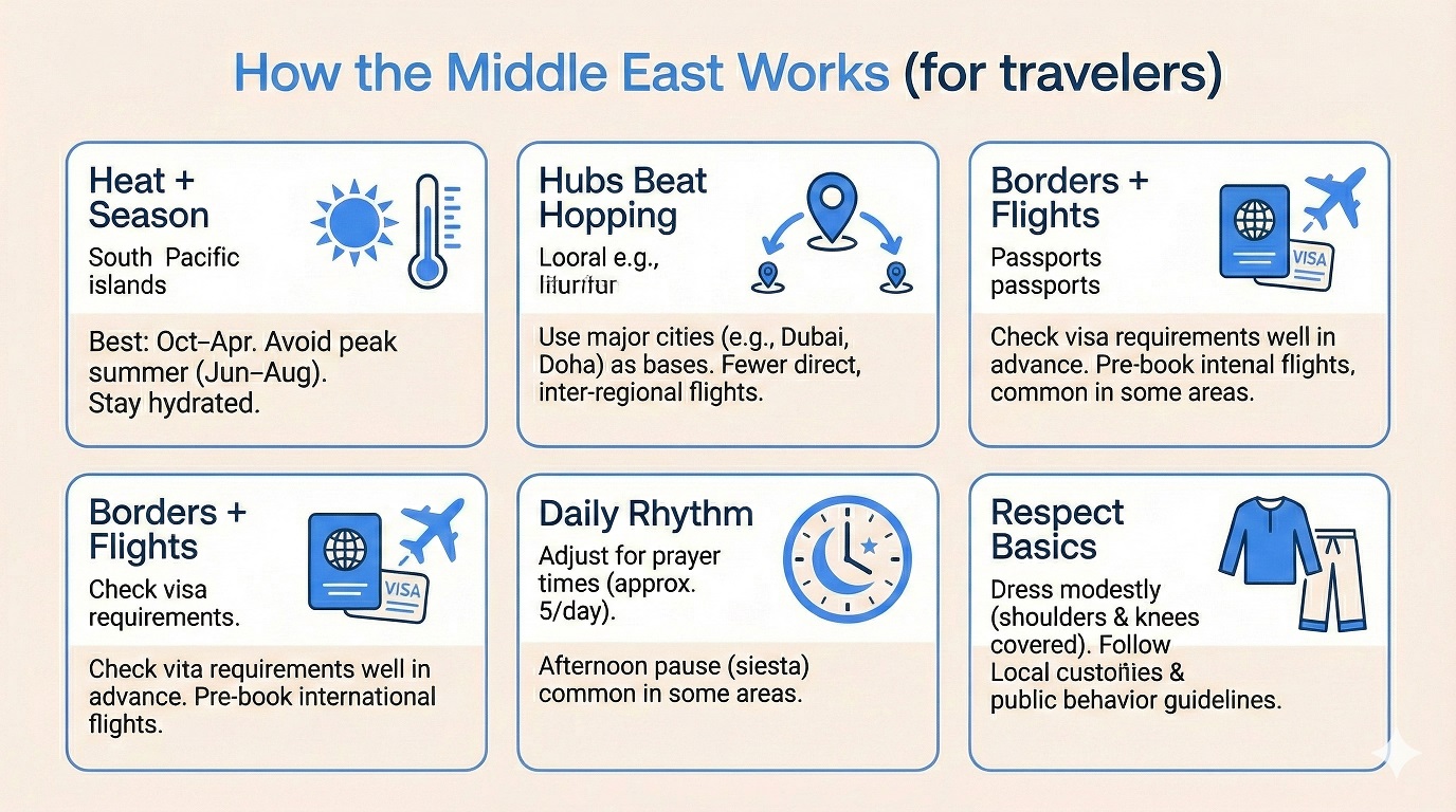 How the Middle East works: rhythm, seasons, and daily flow