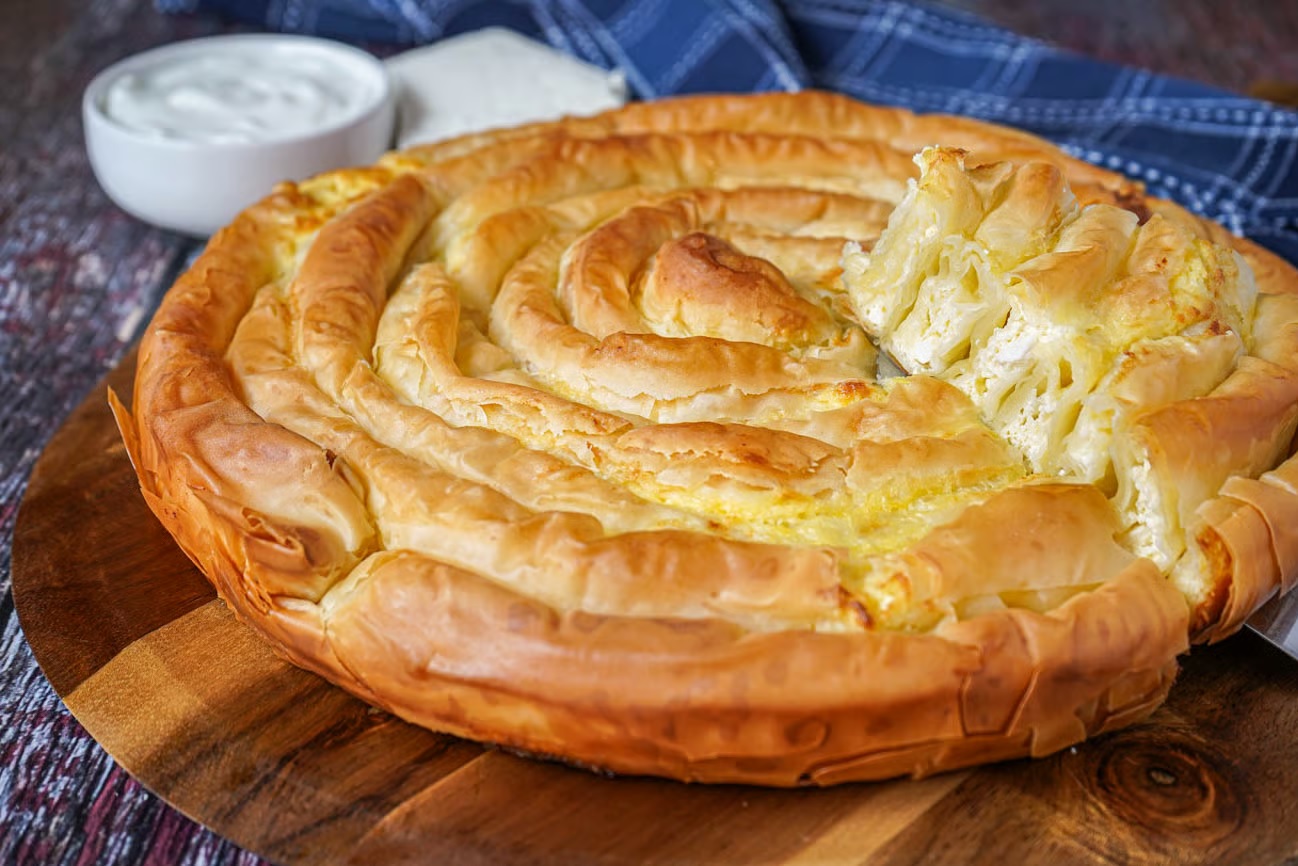 Traditional Bulgarian banitsa - flaky cheese pastry perfection