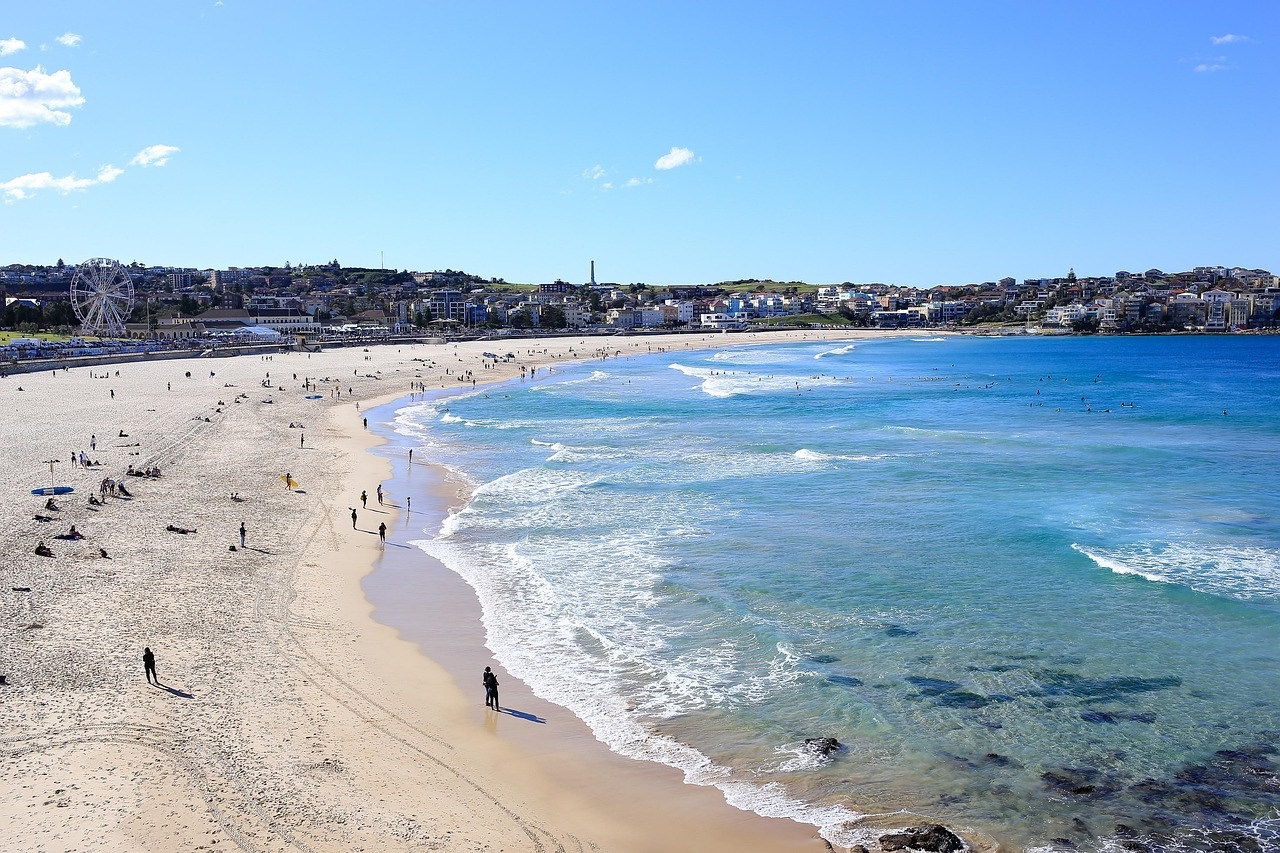 Bondi Beach ocean and coastal path in Sydney Australia