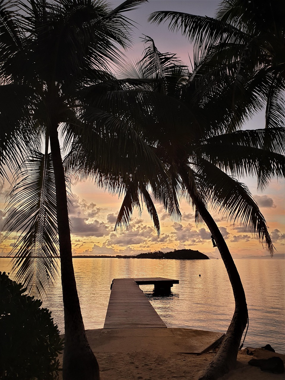 Bora Bora lagoon and and dock  French Polynesia