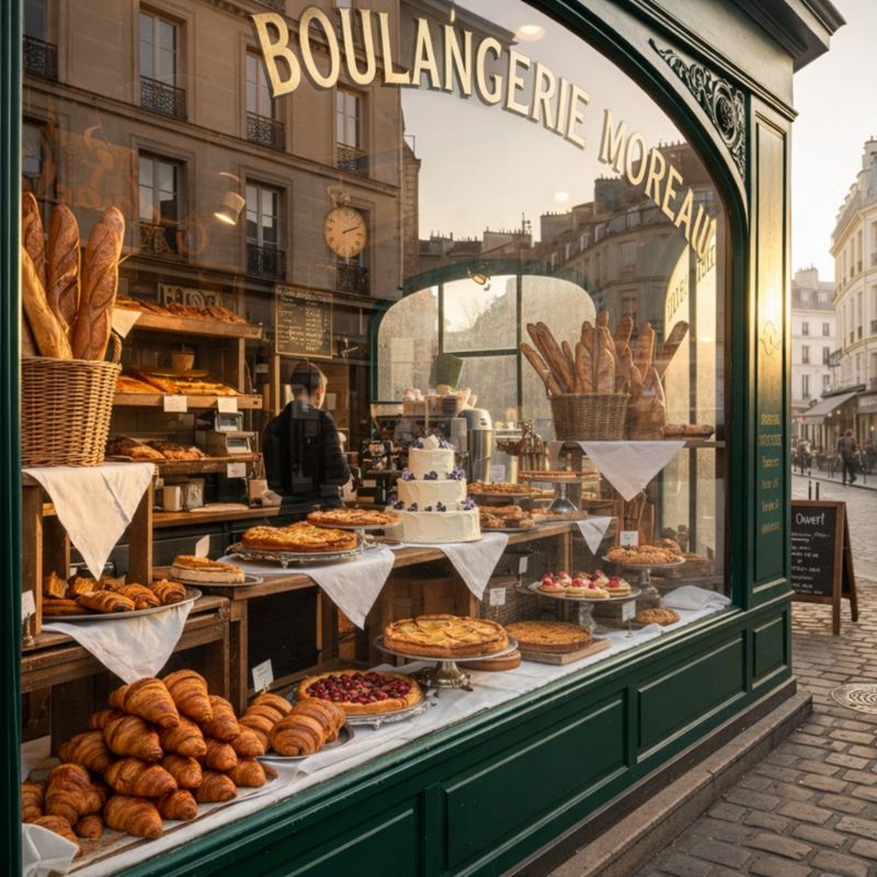 A French bakery window