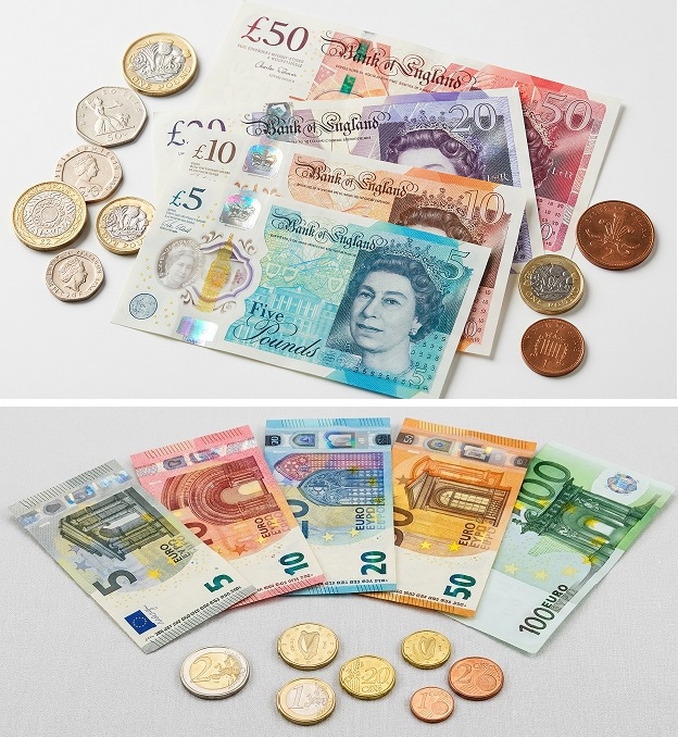 British Isles currencies panel showing GBP and EUR