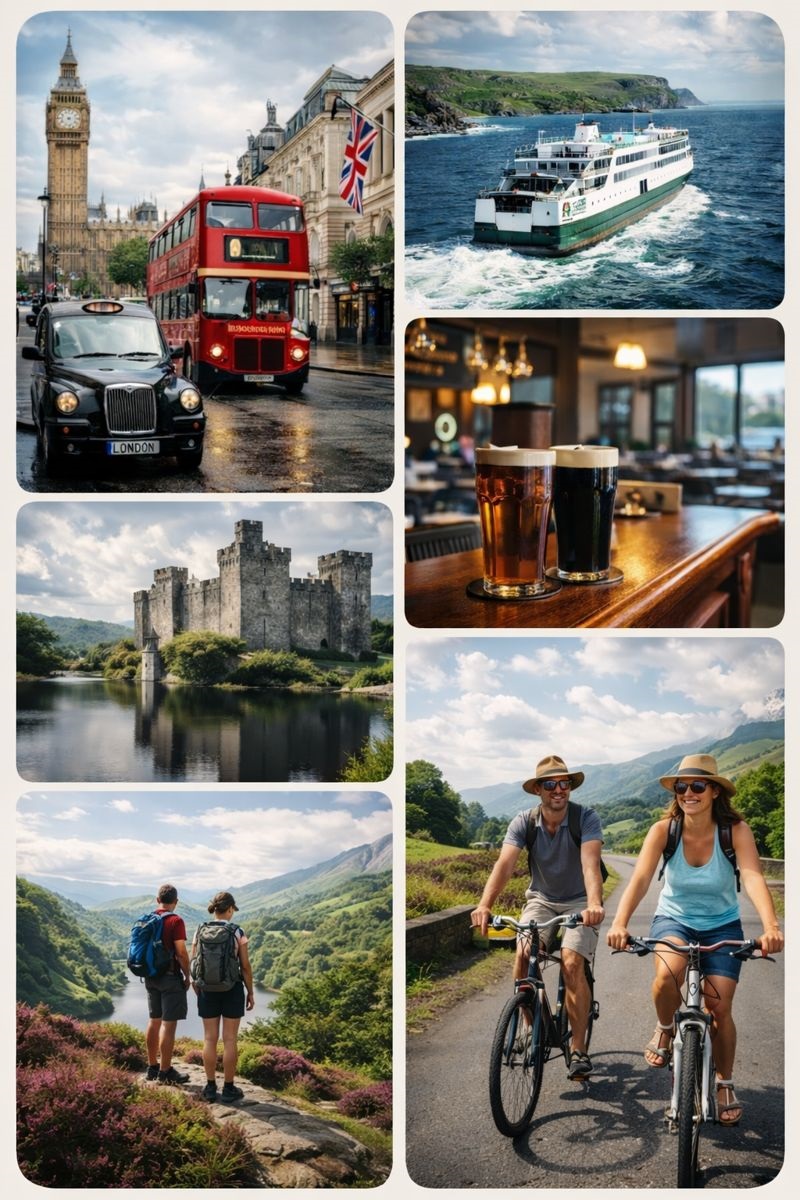 British Isles travel icons panel