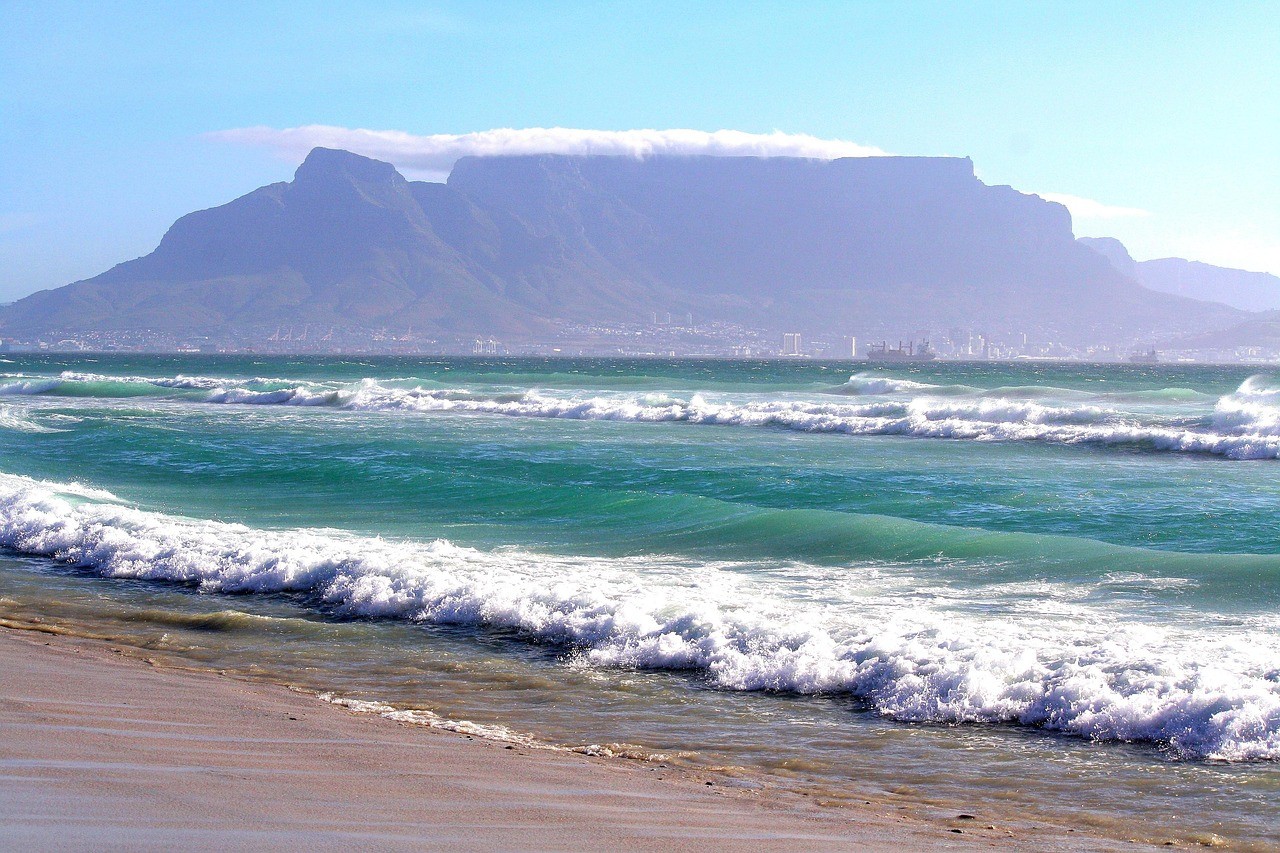 Table Mountain rising above Cape Town in South Africa