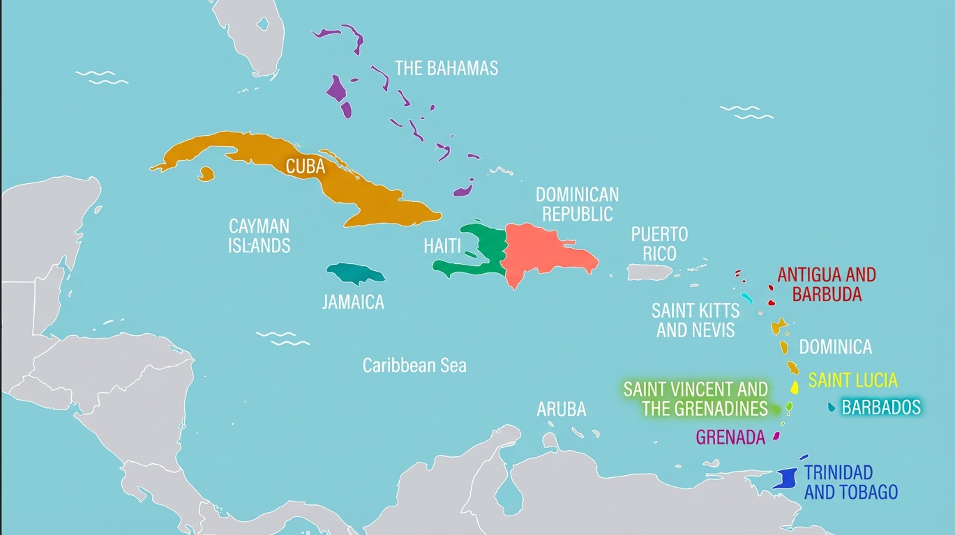A map-style image of the Caribbean