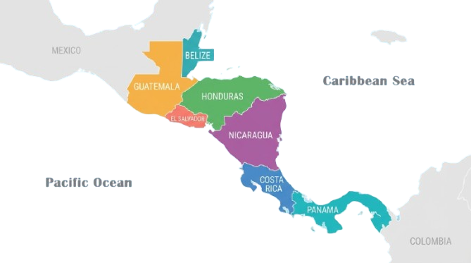A simplified map of Central America