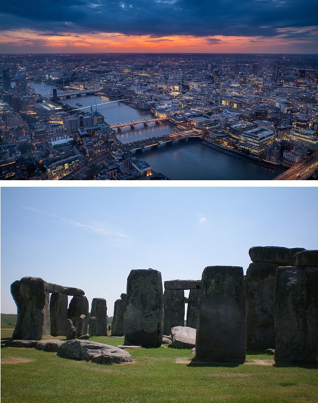 City and region contrast in England