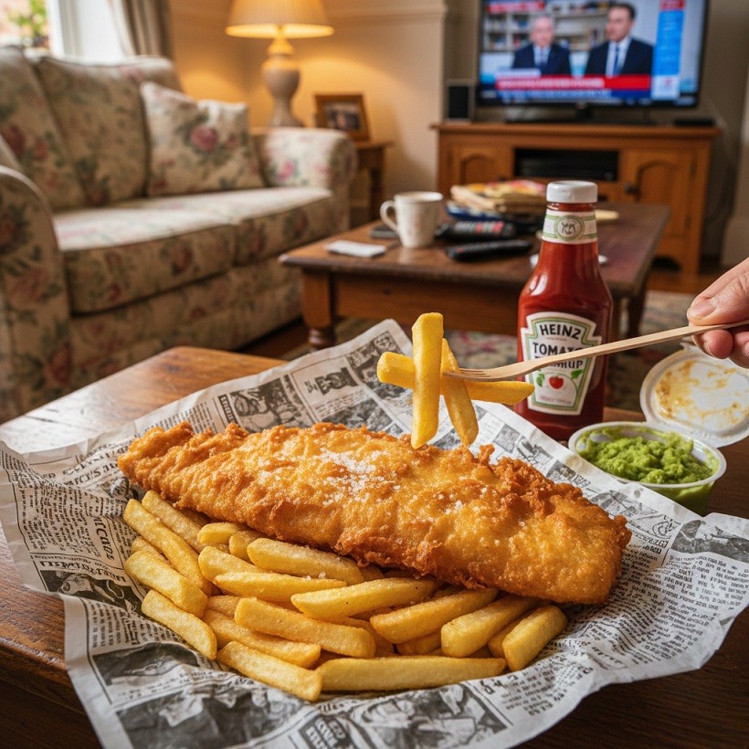 A relaxed dinner scene representing everyday rhythm in the British Isles