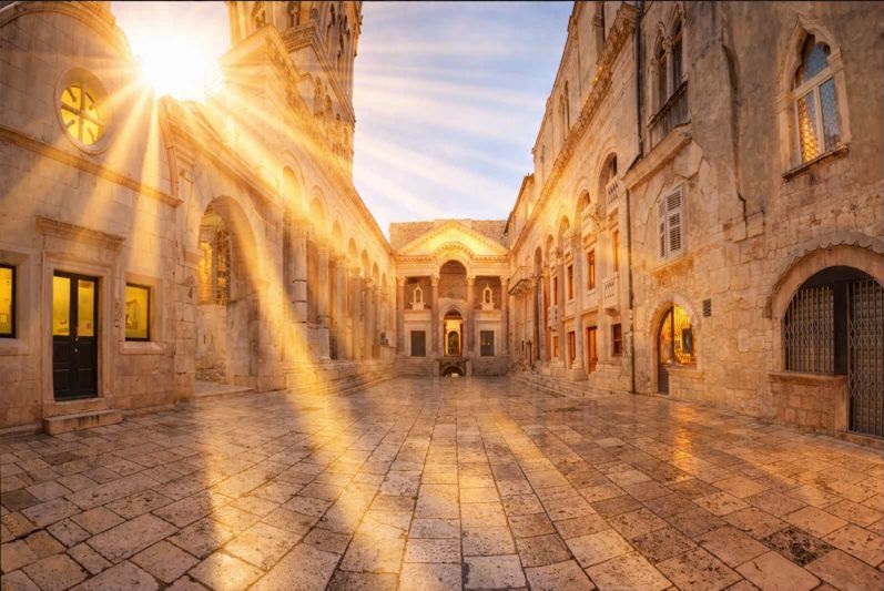 Croatia: Split's Diocletian's Palace with ancient Roman columns and historic architecture
