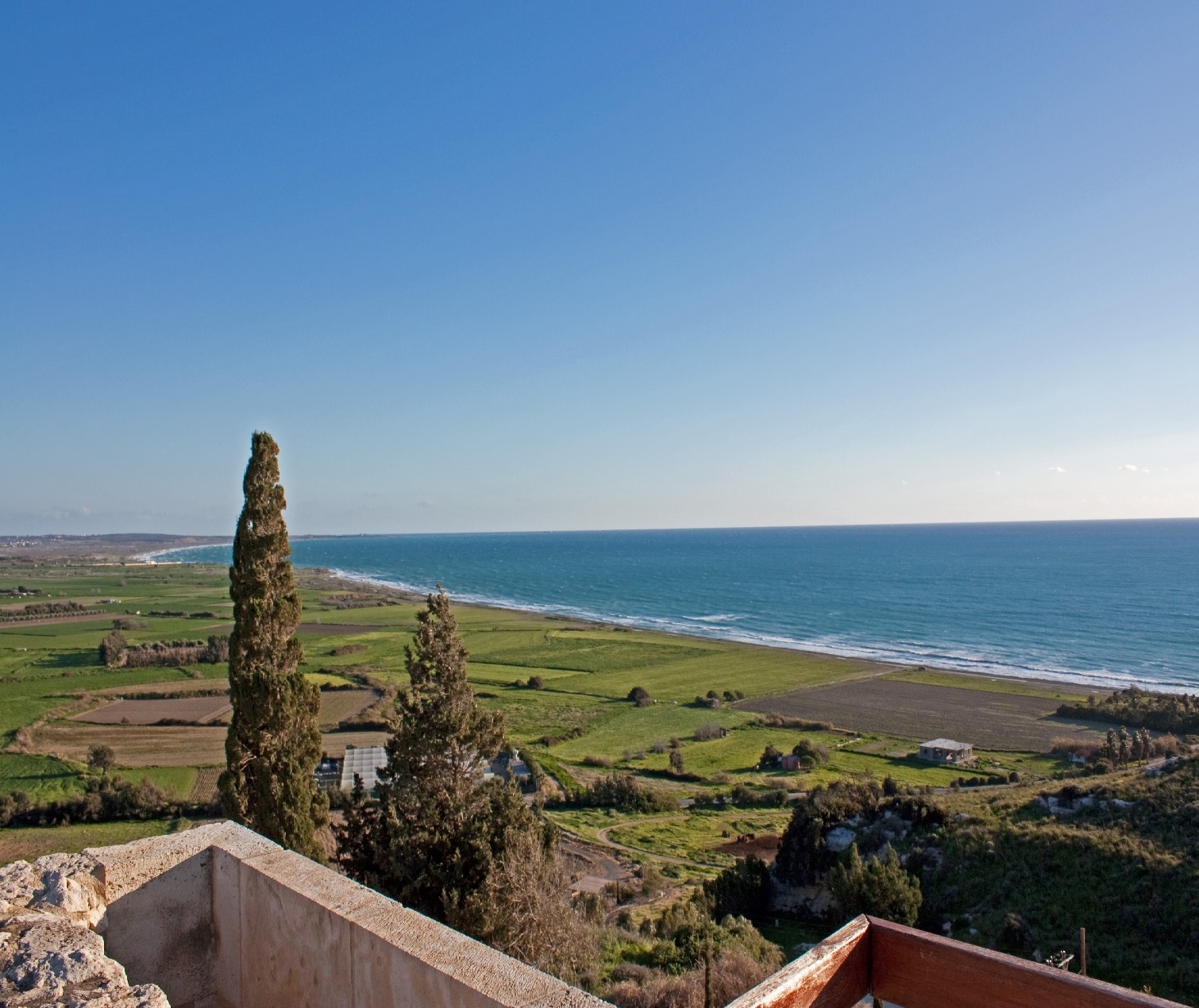 Cyprus coastline view from the ancient theatre at Kourion
