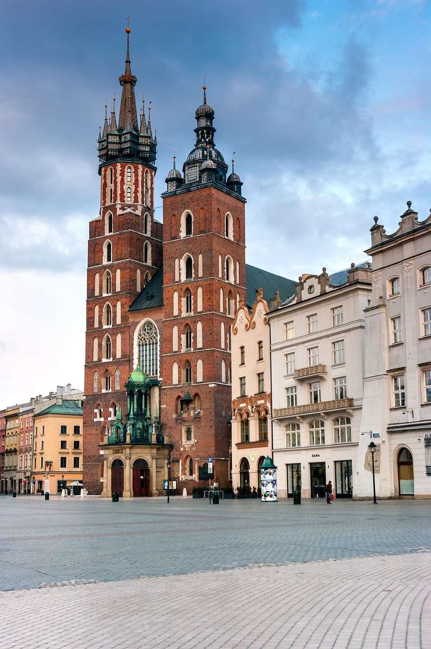 Poland travel scene: atmospheric old-town streets and historic architecture