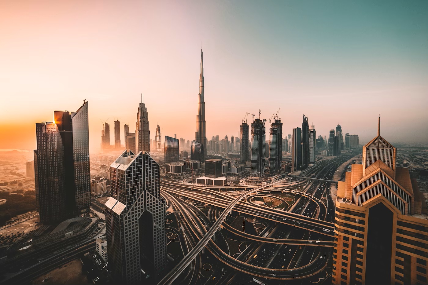 Evening city lights and waterfront urban scene in Kuwait