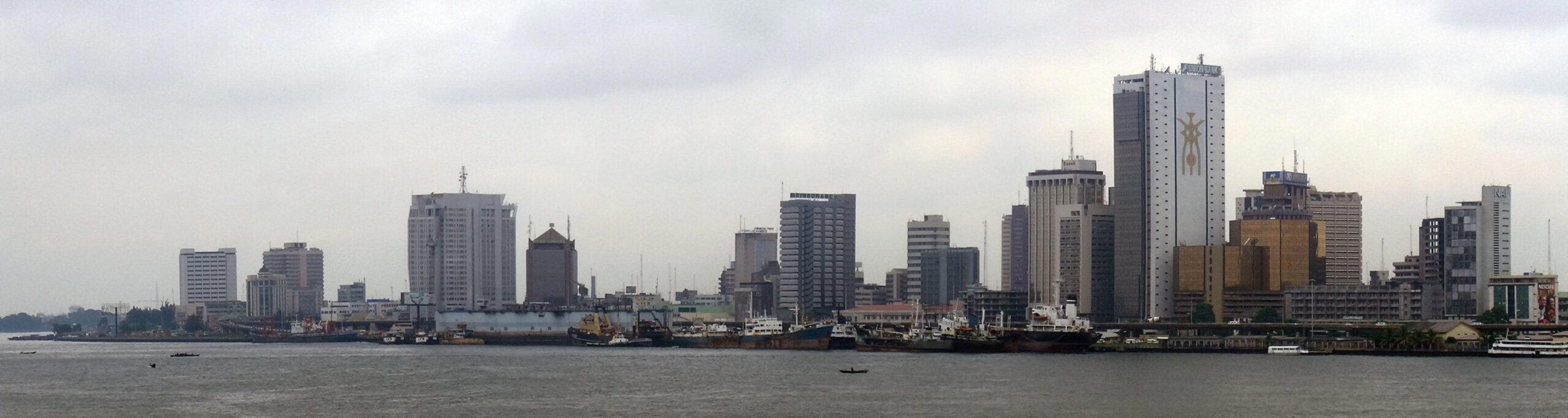 Lagos skyline and marina at golden hour