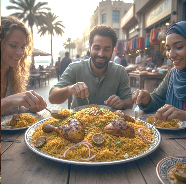 Traditional Middle Eastern food spread