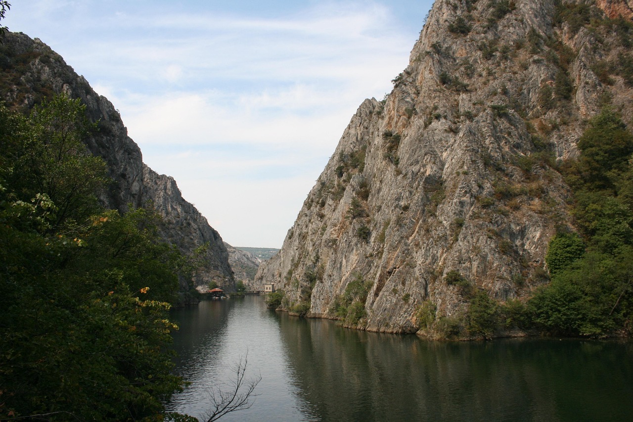Matka Canyon with turquoise water and surrounding cliffs
