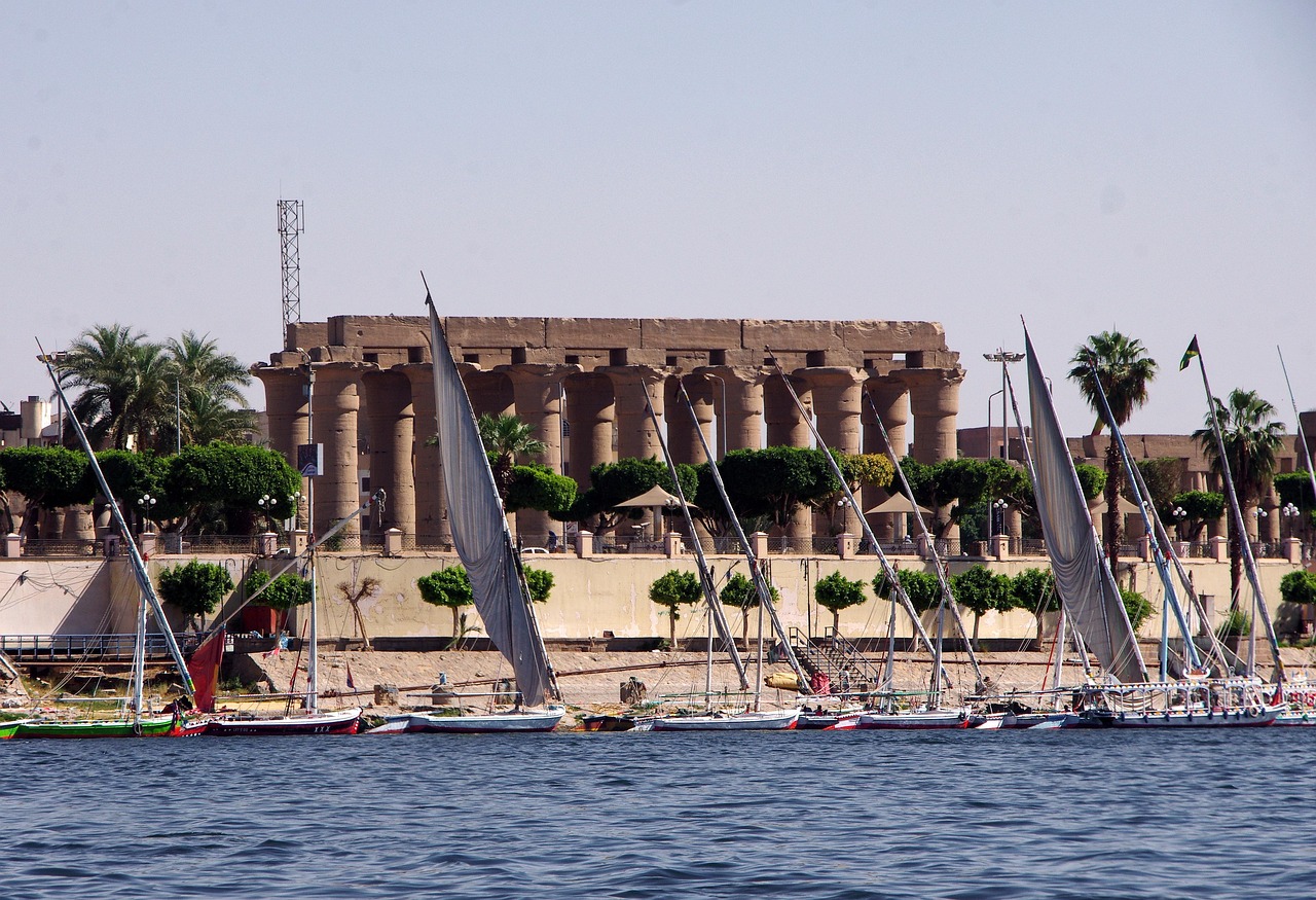 Nile river travel scene in Egypt