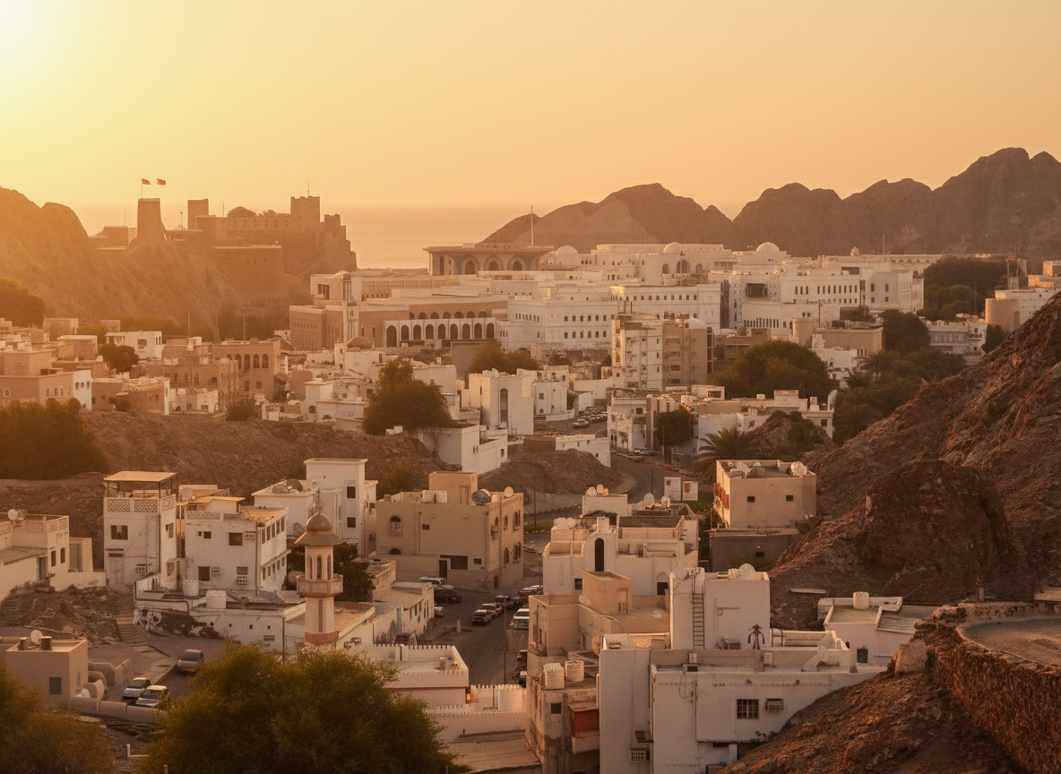 Muscat architecture and evening light