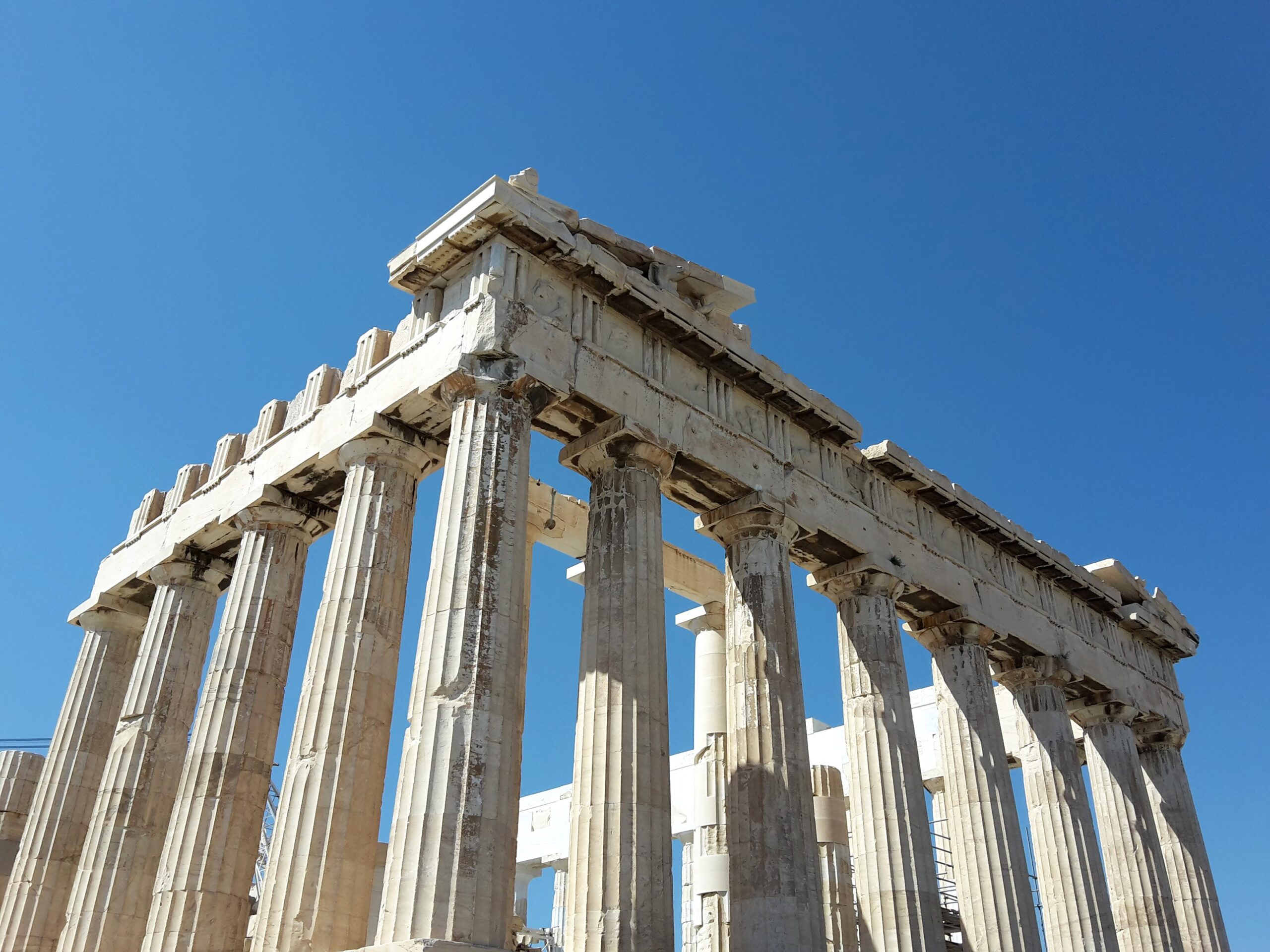 Greece travel scene: the Parthenon on the Acropolis in Athens under a clear sky
