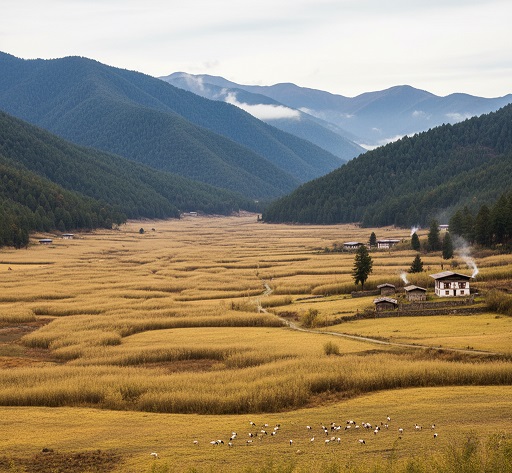 Phobjikha valley in Bhutan