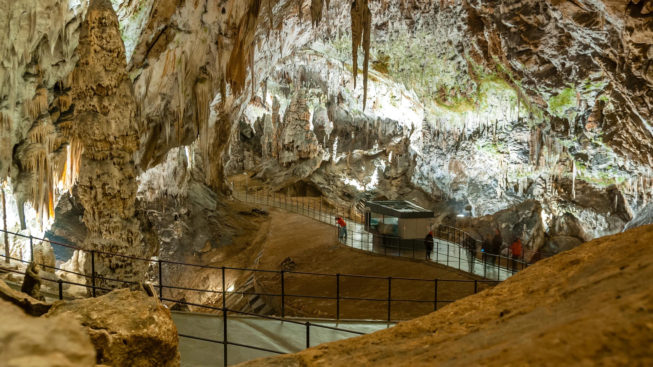 Slovenia: Postojna Cave underground chambers with dramatic stalactites and lighting