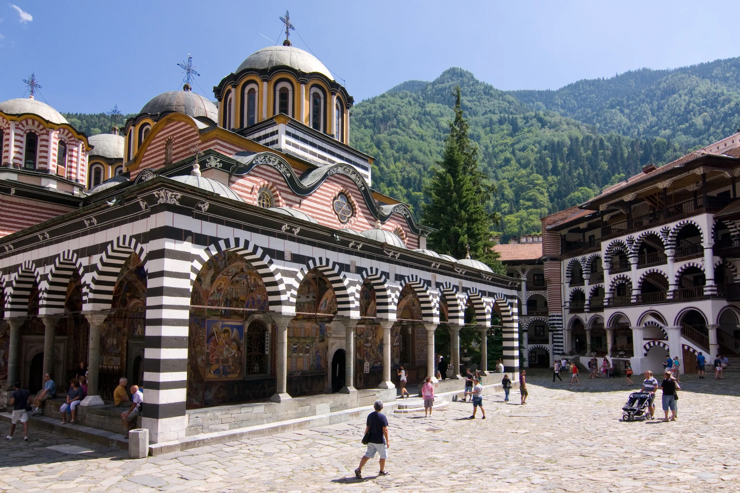 Bulgaria: Rila Monastery's stunning striped arches and colorful frescoes
