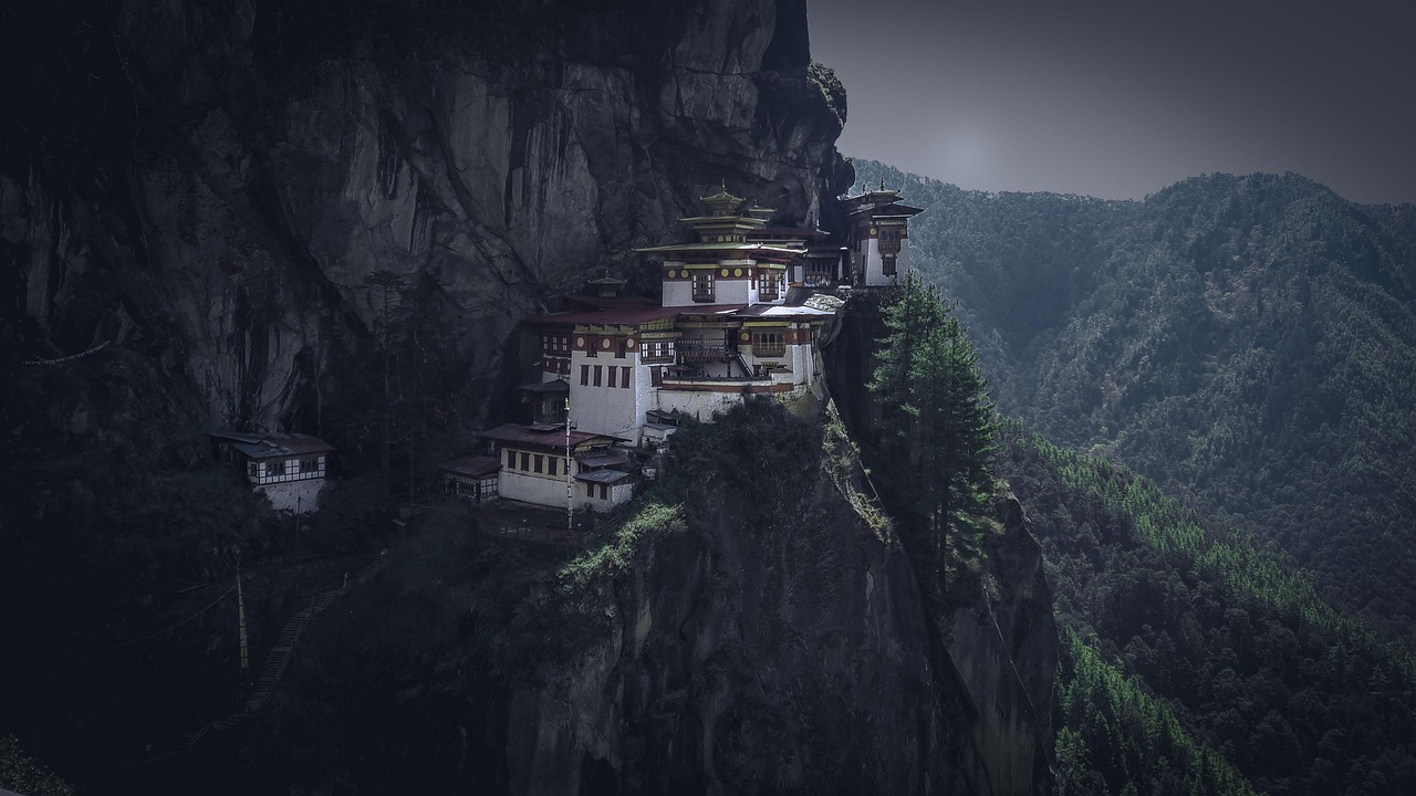 Tiger’s Nest Monastery in Bhutan on a mountain cliff