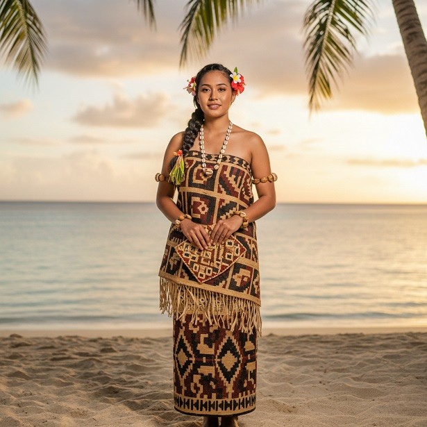 Local Tonga woman in national dress