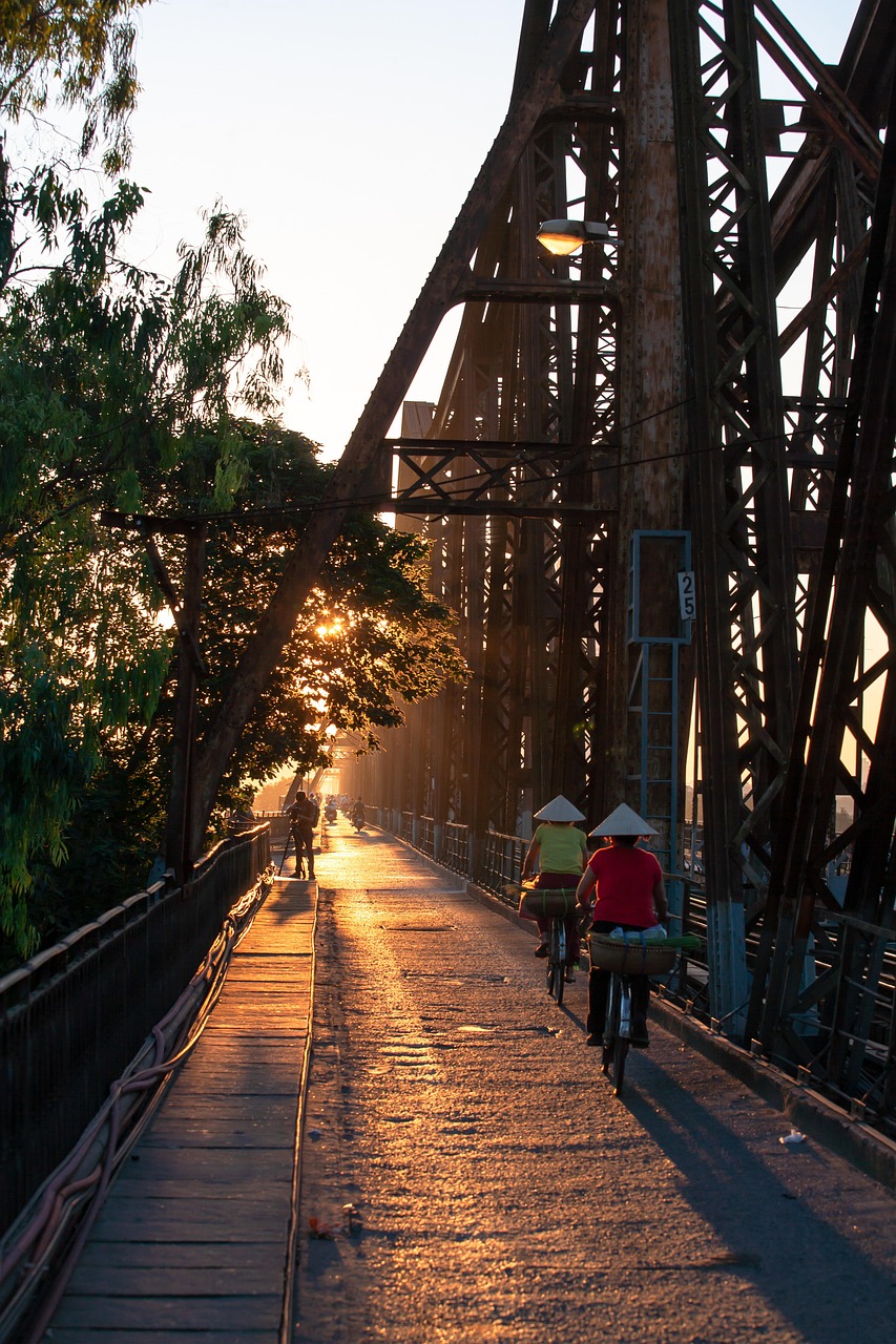Golden bridge and mountain landscape in Vietnam