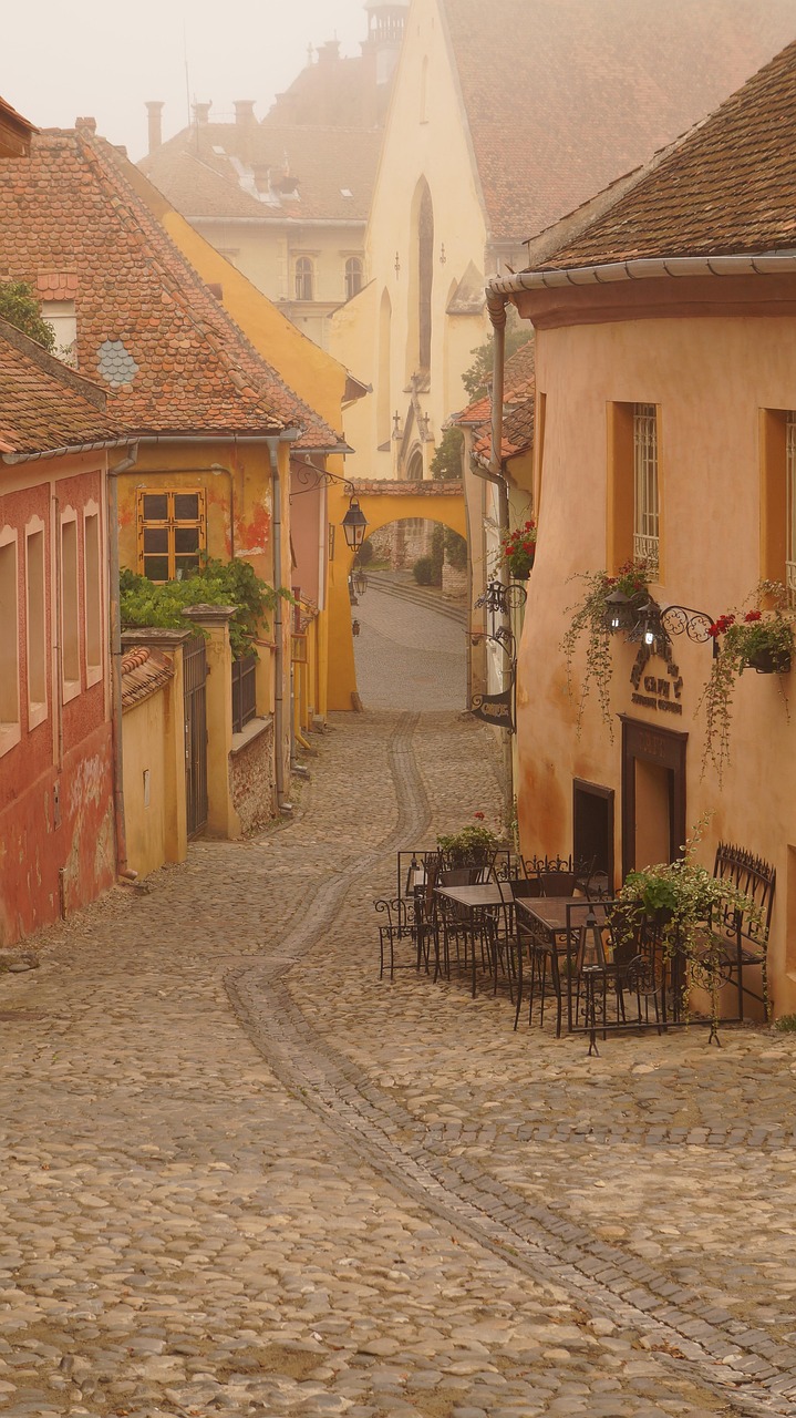 Romania: a colorful town street in Romania