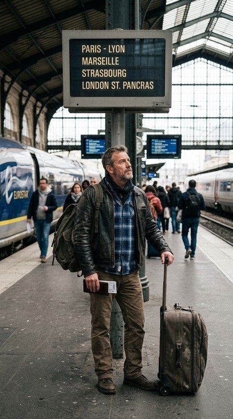 Find Your Travel Fit hero image of a mature traveller considering the right trip at a railway platform before choosing where to travel