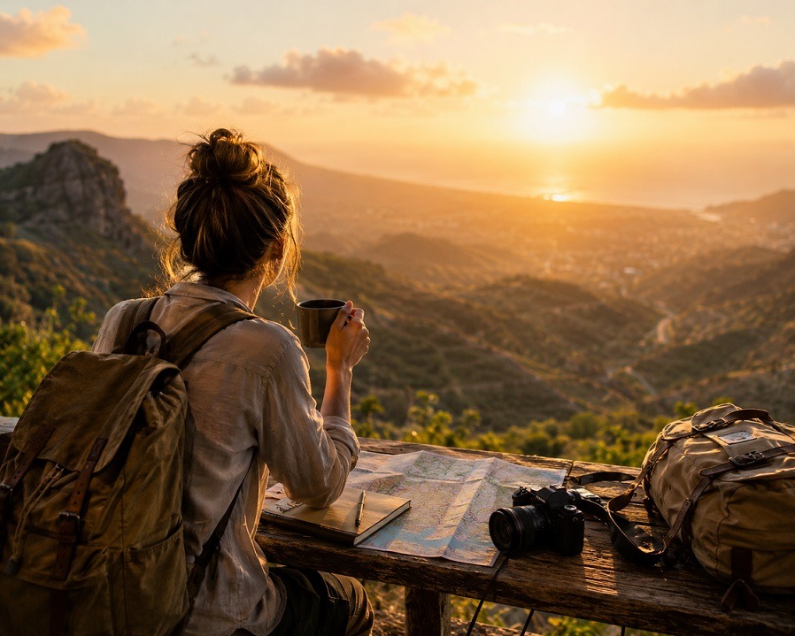 Thoughtful traveller reflecting on how to plan a world travel journey