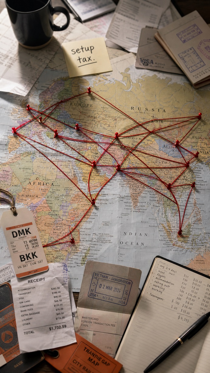 Travel route map showing how too much movement increases budget travel costs
