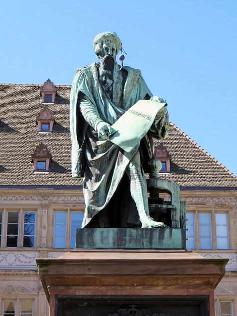 Johannes Gutenberg memorial in Mainz Germany, inventor of European metal movable-type printing