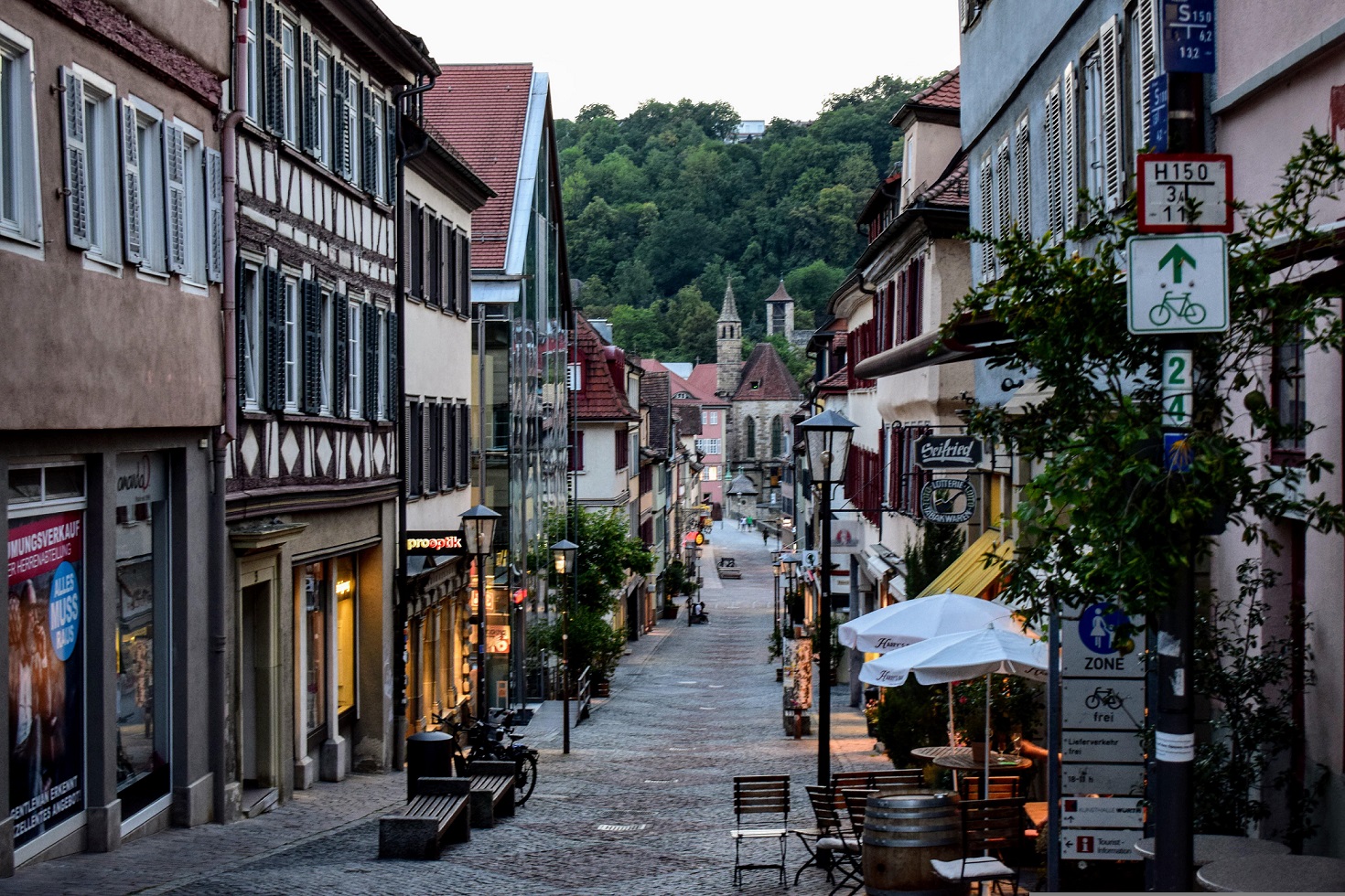 Quiet European street in the early morning, illustrating the unhurried pace of slow travel