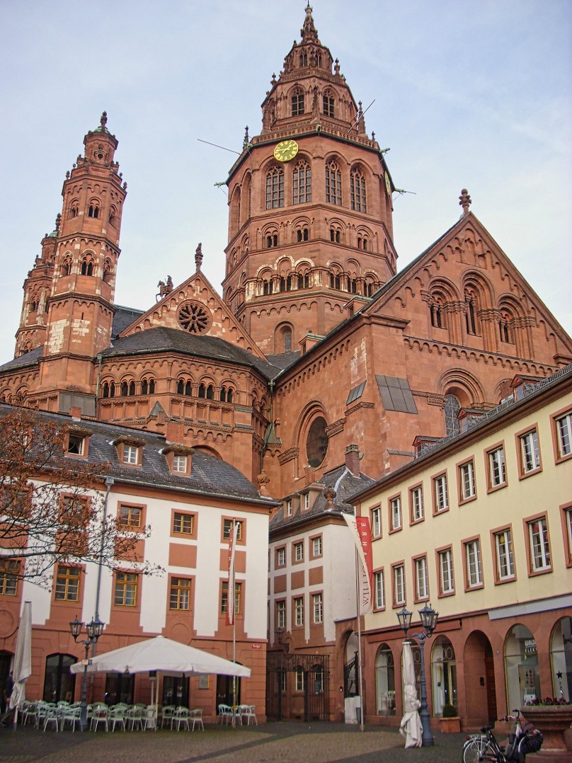 Mainz Cathedral's historic towers and Romanesque architecture